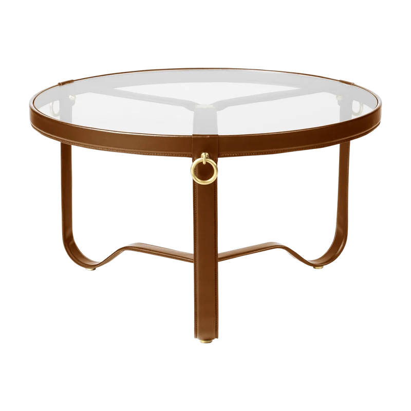 Table basse circulaire cuir marron 70 cm Adnet - Gubi