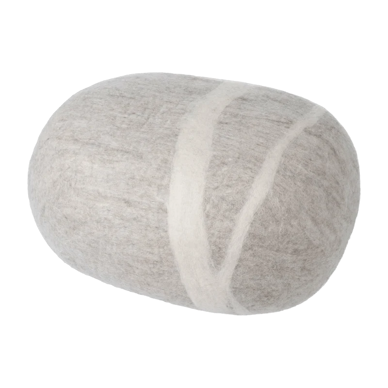 Pouf en laine beige marbré XL Béla - myfelt