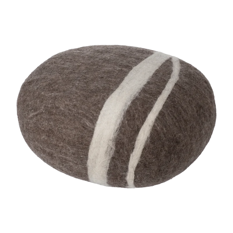 Pouf en laine marron marbré S Alwin - myfelt