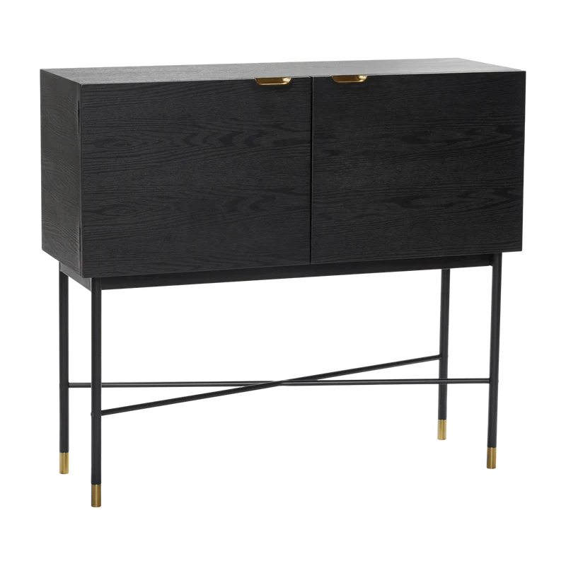 Console en bois de frêne noir et laiton - Hübsch