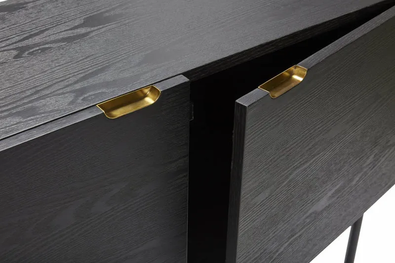 Console en bois de frêne noir et laiton - Hübsch