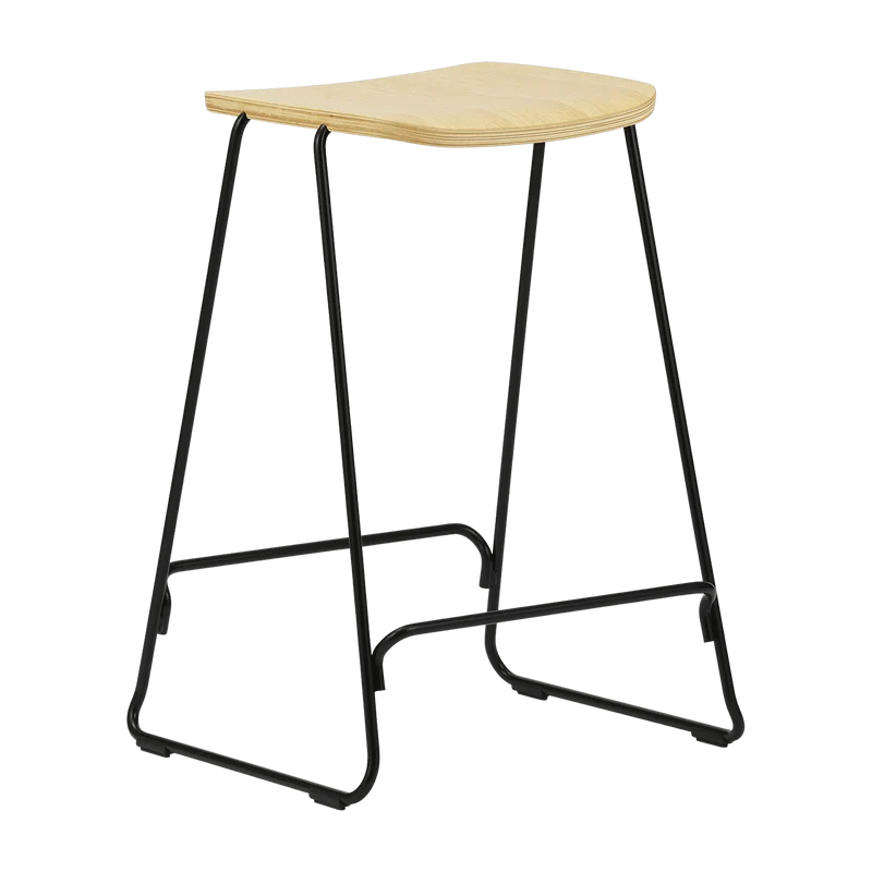 Tabouret de bar 65 cm en chêne et acier noir Just noir/ Oak - Normann Copenhagen