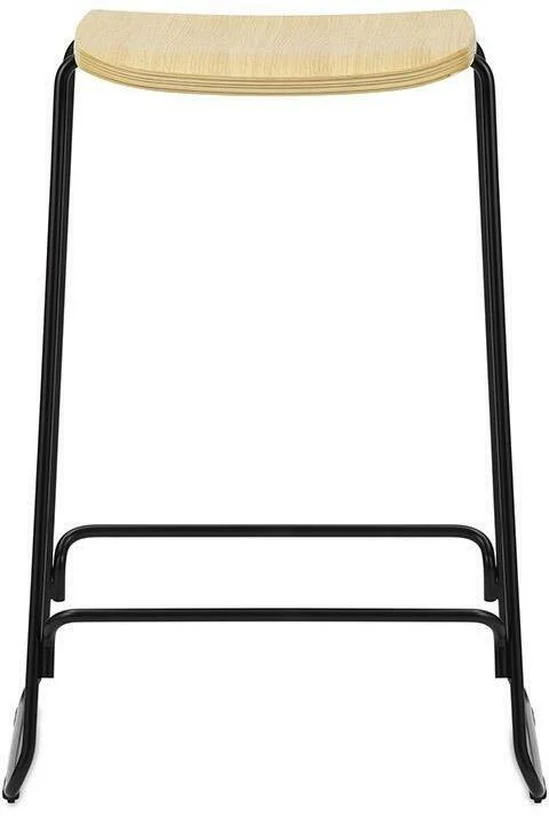 Tabouret de bar 65 cm en chêne et acier noir Just noir/ Oak - Normann Copenhagen