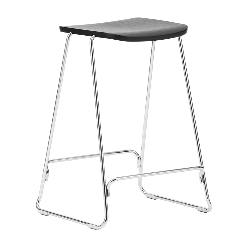 Tabouret de bar 65 cm en chêne noir et métal argenté Just noir/ Chrome - Normann Copenhagen