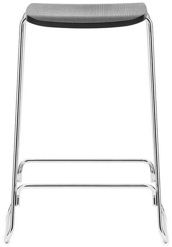 Tabouret de bar 65 cm en chêne noir et métal argenté Just noir/ Chrome - Normann Copenhagen
