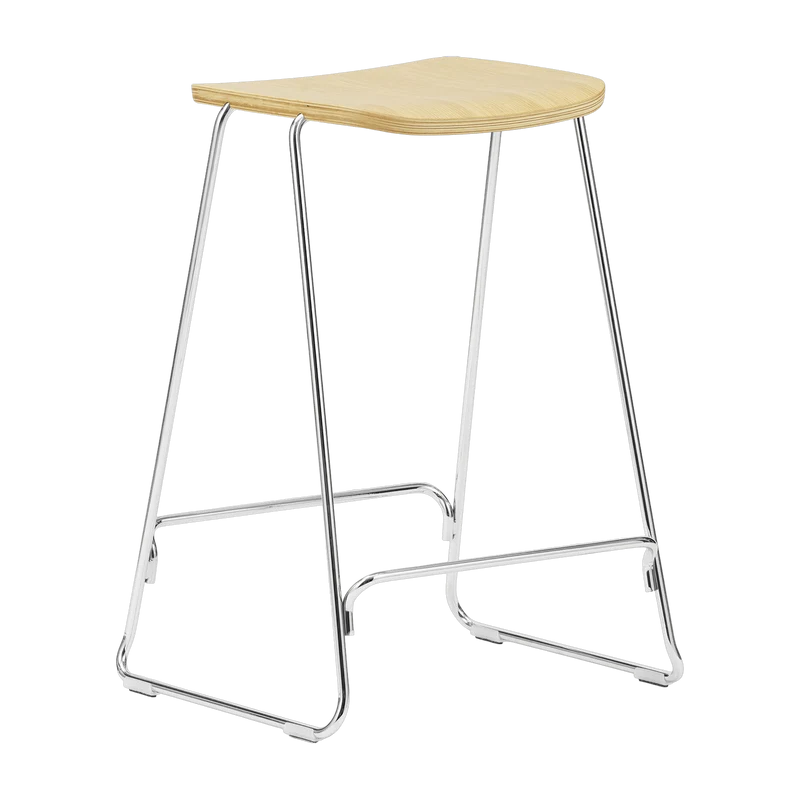 Tabouret de bar 65 cm en chêne et métal argenté Just Chrome/ Oak - Normann Copenhagen