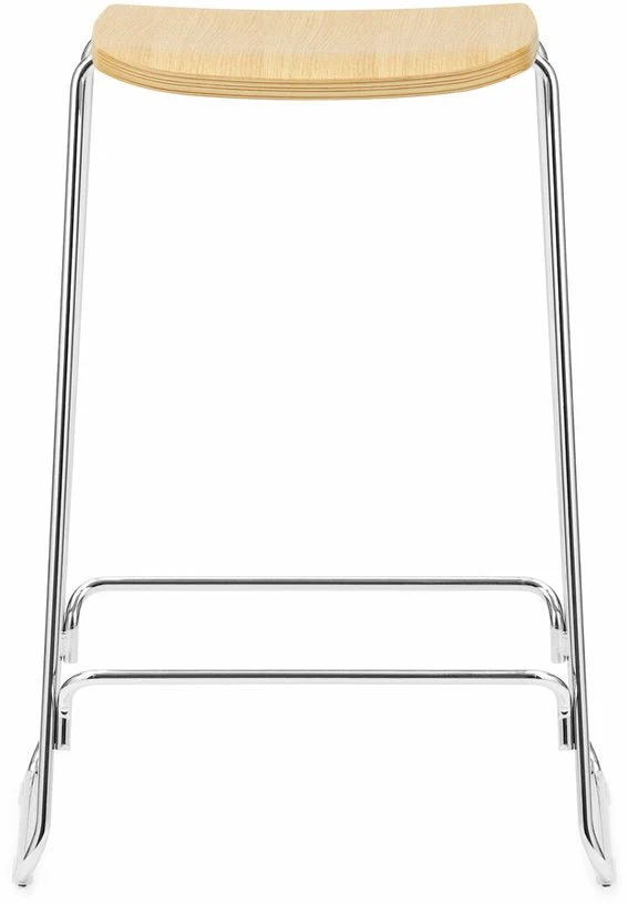 Tabouret de bar 65 cm en chêne et métal argenté Just Chrome/ Oak - Normann Copenhagen