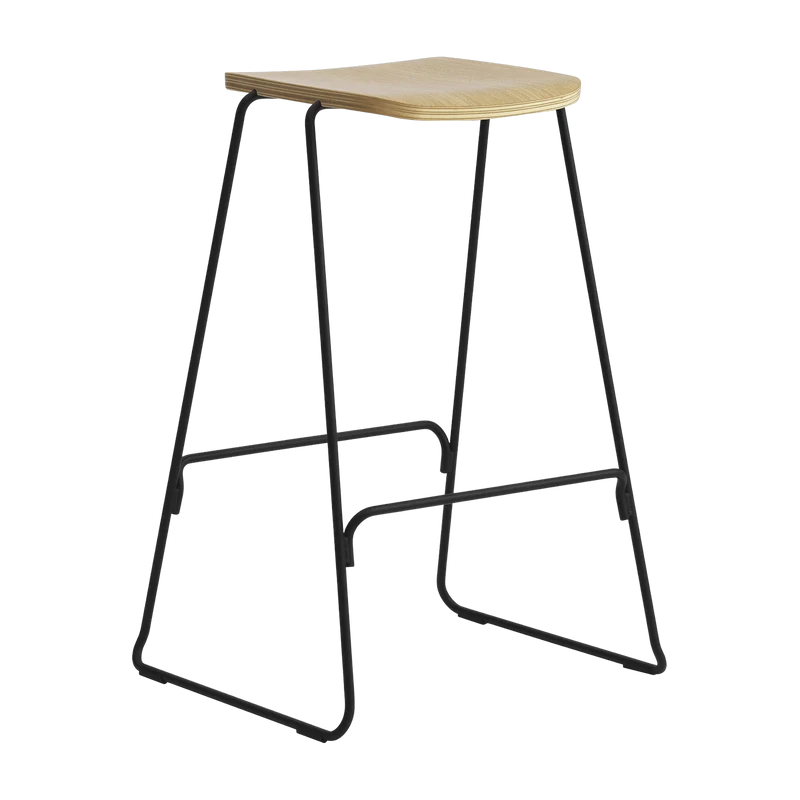 Tabouret de bar 75 cm en chêne et acier noir Just noir/ Oak - Normann Copenhagen
