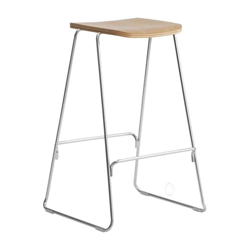 Tabouret de bar 75 cm en chêne et métal argenté Just Chrome/ Oak - Normann Copenhagen
