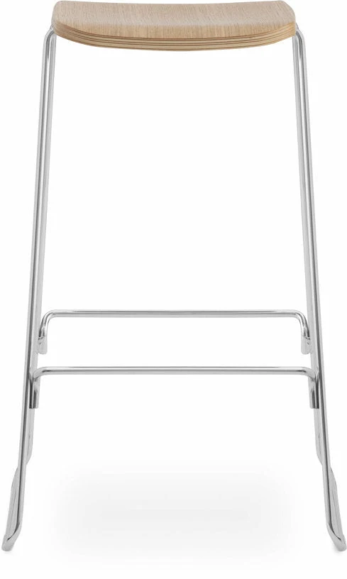 Tabouret de bar 75 cm en chêne et métal argenté Just Chrome/ Oak - Normann Copenhagen
