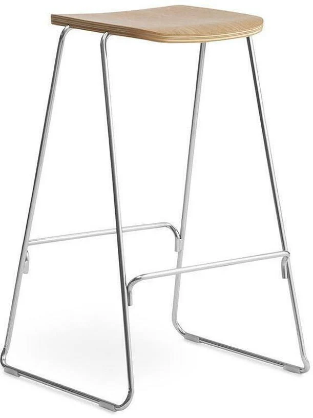 Tabouret de bar 75 cm en chêne et métal argenté Just Chrome/ Oak - Normann Copenhagen