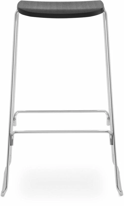 Tabouret de bar 75 cm en chêne noir et métal argenté Just Chrome/noir - Normann Copenhagen