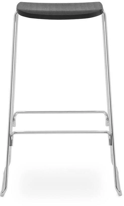 Tabouret de bar 75 cm en chêne noir et métal argenté Just Chrome/noir - Normann Copenhagen