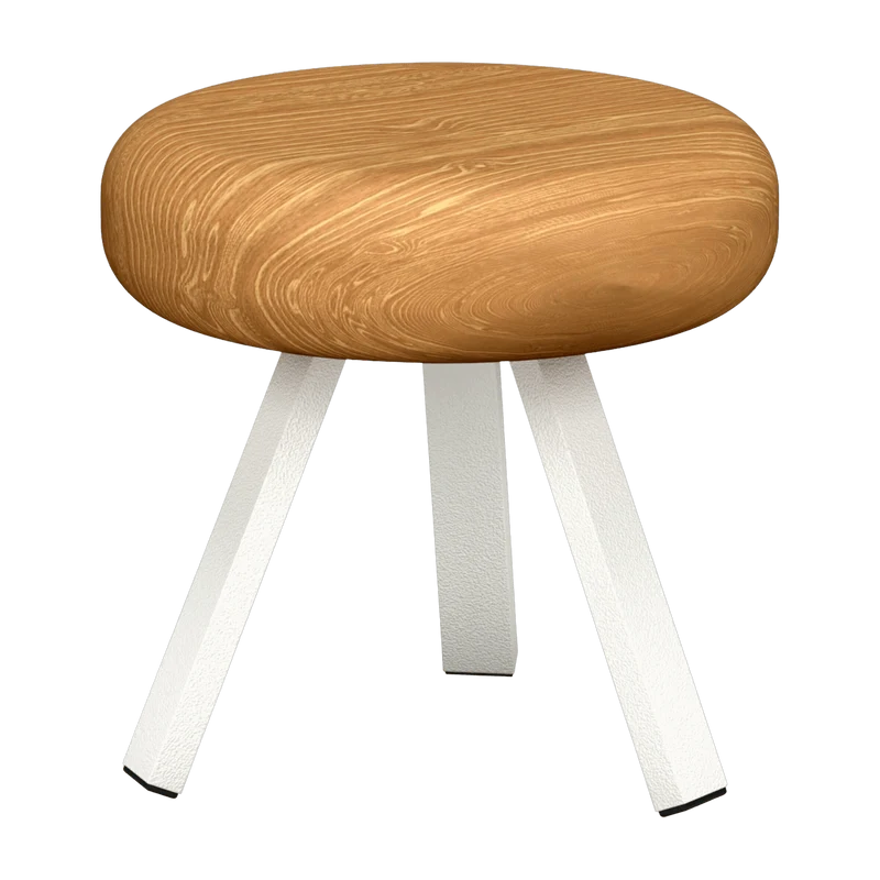 Tabouret en chêne et acier blanc 35 cm Smack - Matière Grise