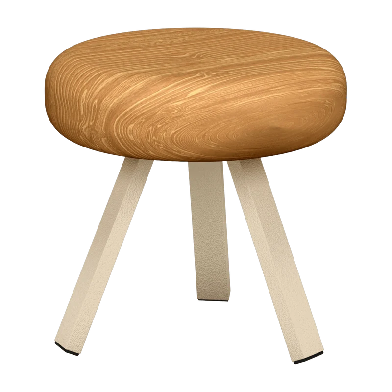 Tabouret en chêne et acier crème 35 cm Smack - Matière Grise