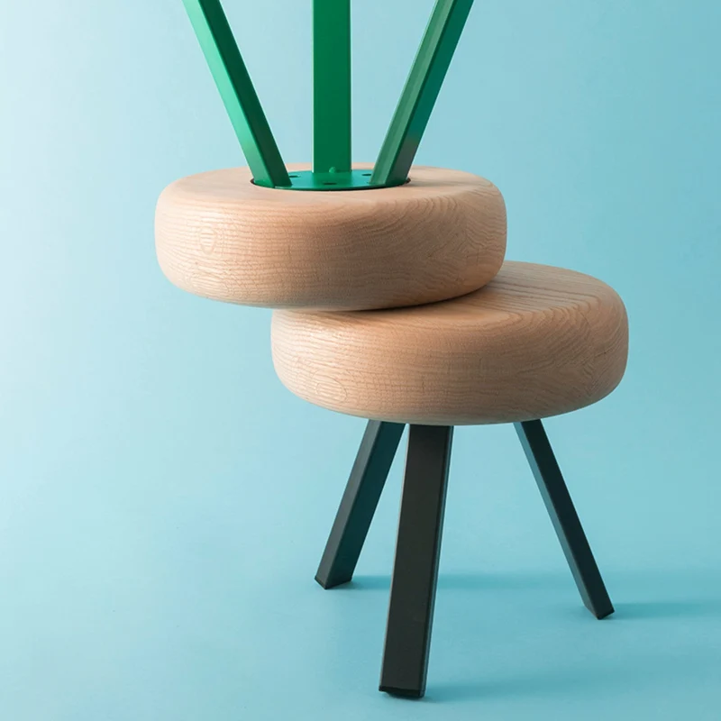 Tabouret en chêne et acier sable 35 cm Smack - Matière Grise