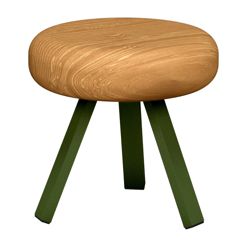 Tabouret en chêne et acier kaki 35 cm Smack - Matière Grise
