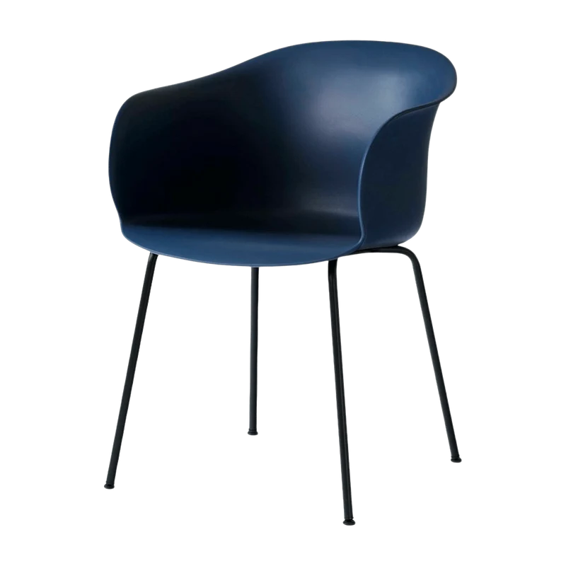 Chaise bleue piétement noir JH28 Elefy - &tradition