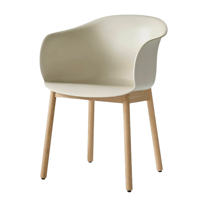 Chaise beige piétement en bois de chêne JH30 - &tradition