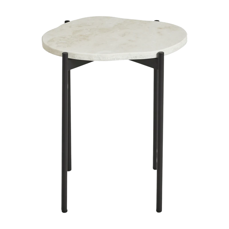 Table d'appoint travertin ivoire 40,5 x 31,2 cm La Terra - Woud