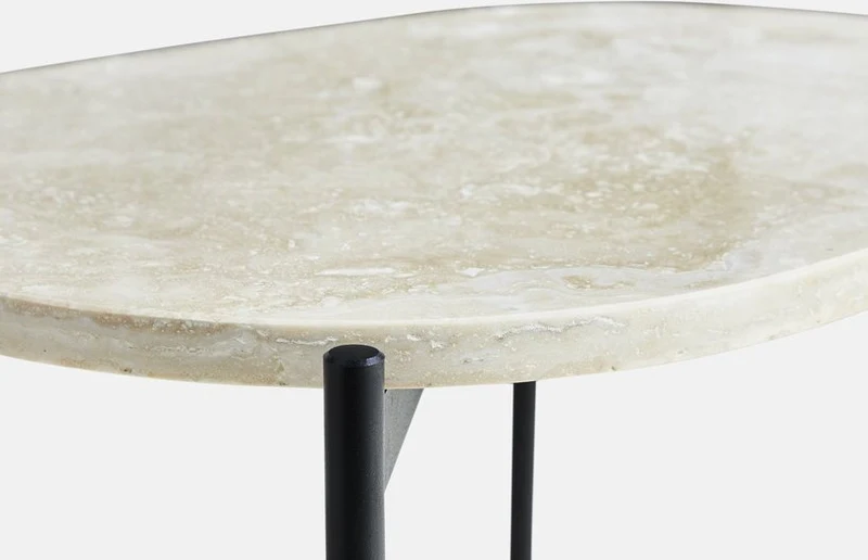 Table d'appoint travertin ivoire 40,5 x 31,2 cm La Terra - Woud