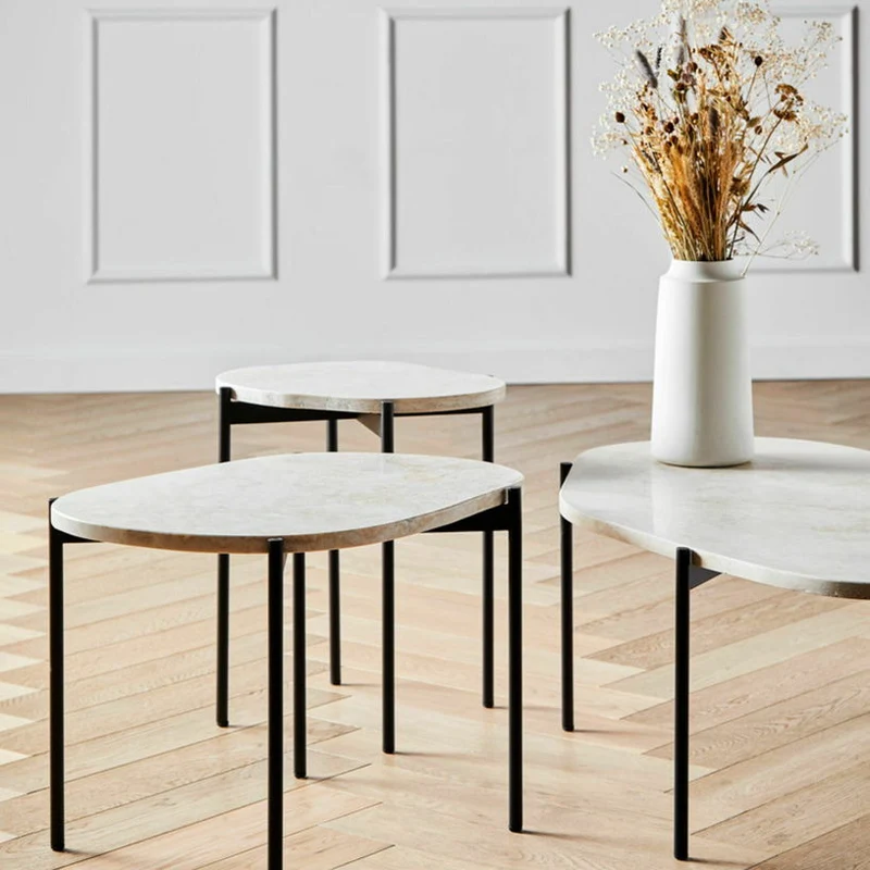 Table d'appoint travertin ivoire 57,2 x 40,5 cm La Terra - Woud