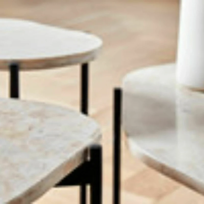 Table d'appoint travertin ivoire 95 x 54 cm La Terra - Woud