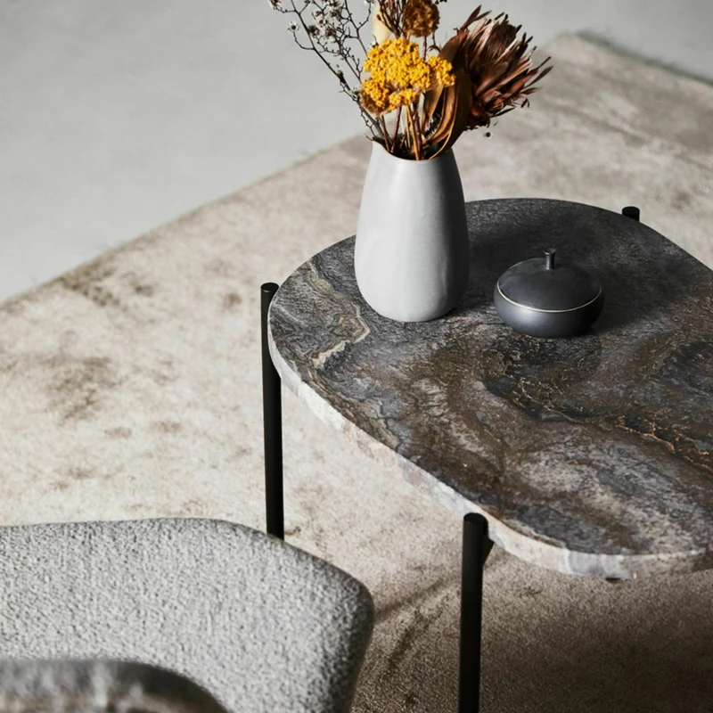 Table d'appoint travertin gris 40,5 x 31,2 cm La Terra - Woud