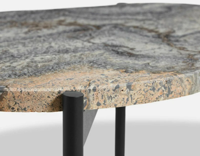 Table d'appoint travertin gris 57,2 x 40,5 cm La Terra - Woud