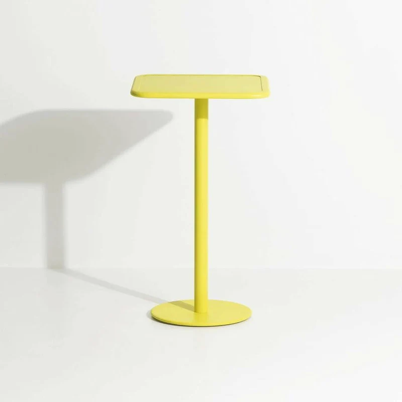 Table haute carrée outdoor jaune Week end - Petite friture