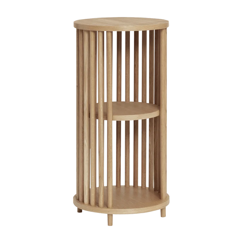 Table d'appoint ronde en chêne naturel à barreaux - Hübsch