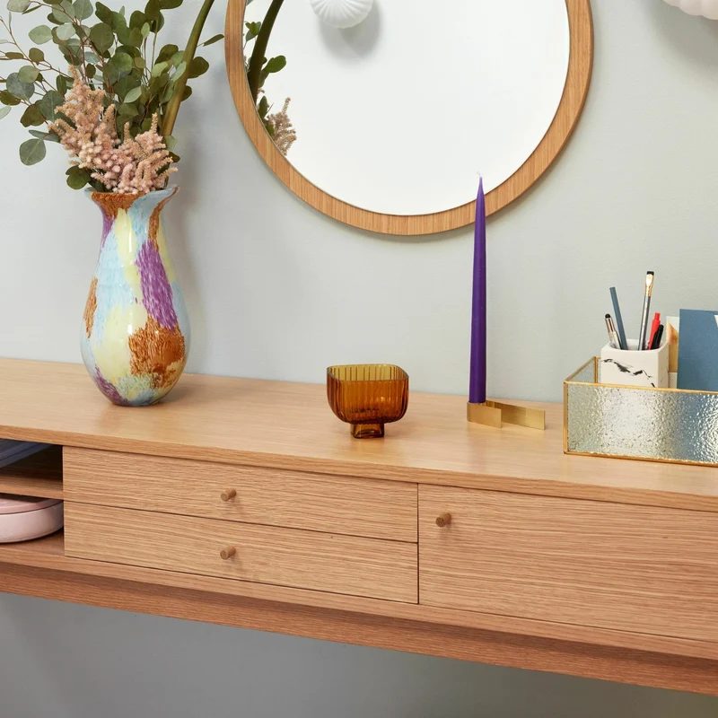 Console haute en bois de chêne avec 5 compartiments - Hübsch