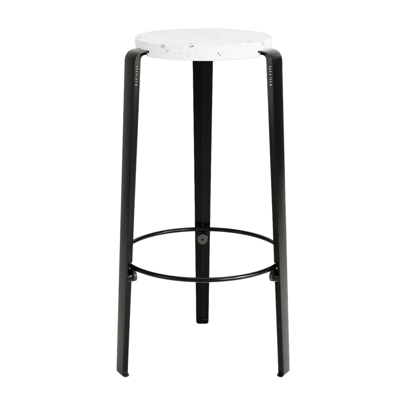 Tabouret de bar en plastique recyclé blanc et pieds noir graphite BIG LOU VENEZIA - TIPTOE