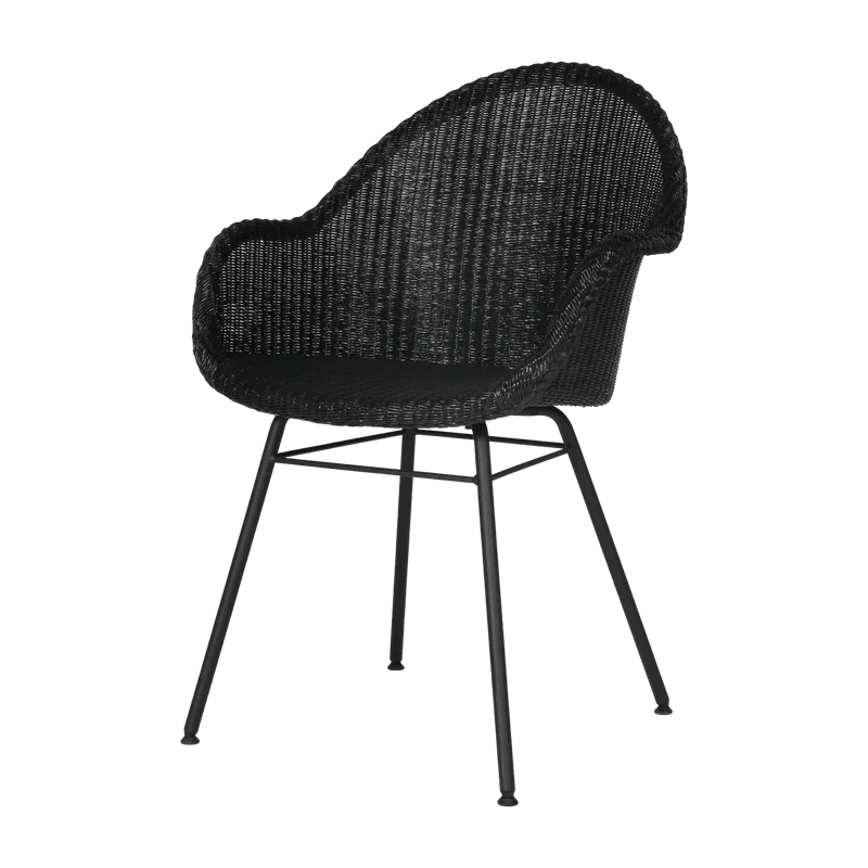 Chaise avec accoudoirs tressée noir et métal Avril - Vincent Sheppard
