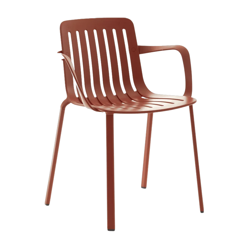 Chaise avec accoudoirs en aluminium rouge Plato - Magis