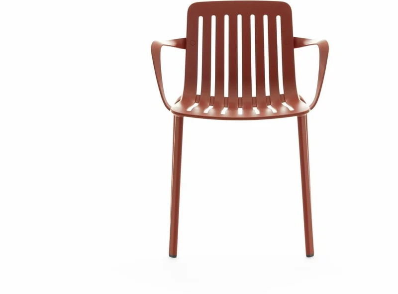 Chaise avec accoudoirs en aluminium rouge Plato - Magis