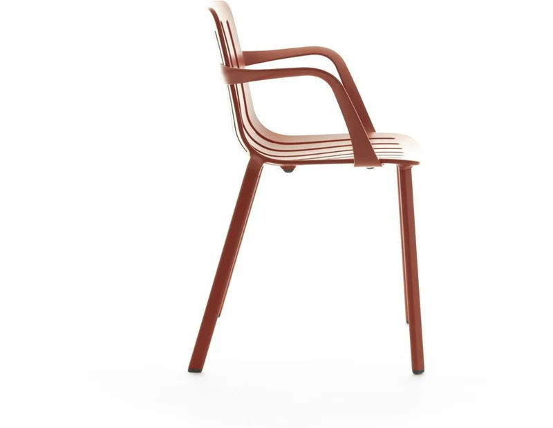 Chaise avec accoudoirs en aluminium rouge Plato - Magis