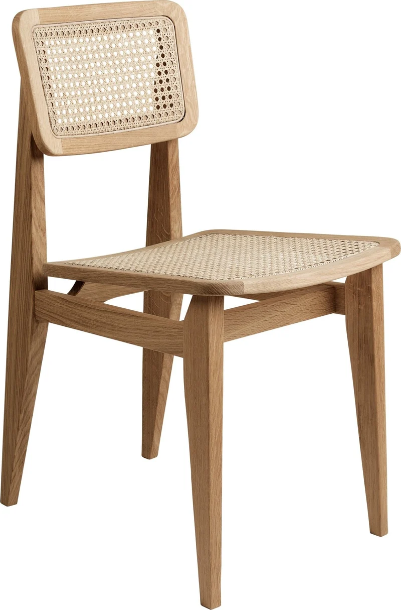 Chaise en cannage et bois de chêne naturel C-Chair - Gubi