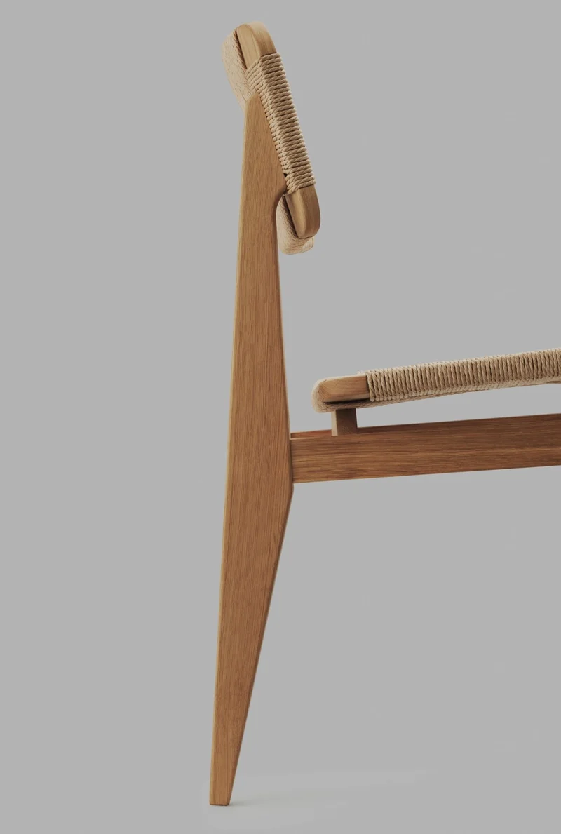 Chaise en papier tissé et bois de chêne naturel C-Chair - Gubi