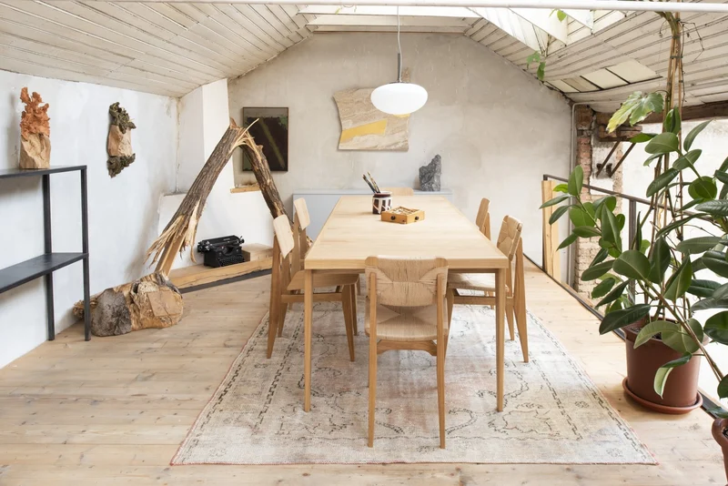 Chaise en papier tissé et bois de chêne naturel C-Chair - Gubi