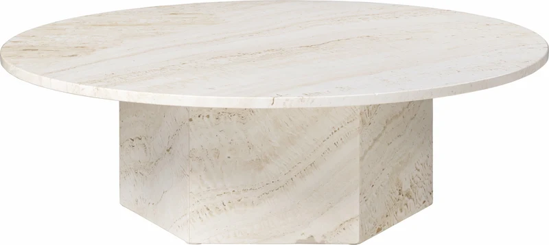 Table basse ronde en pierre blanche 110 cm Epic - Gubi