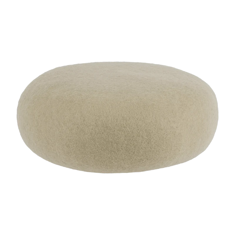 Pouf rond en laine vert-beige S Lutz - myfelt