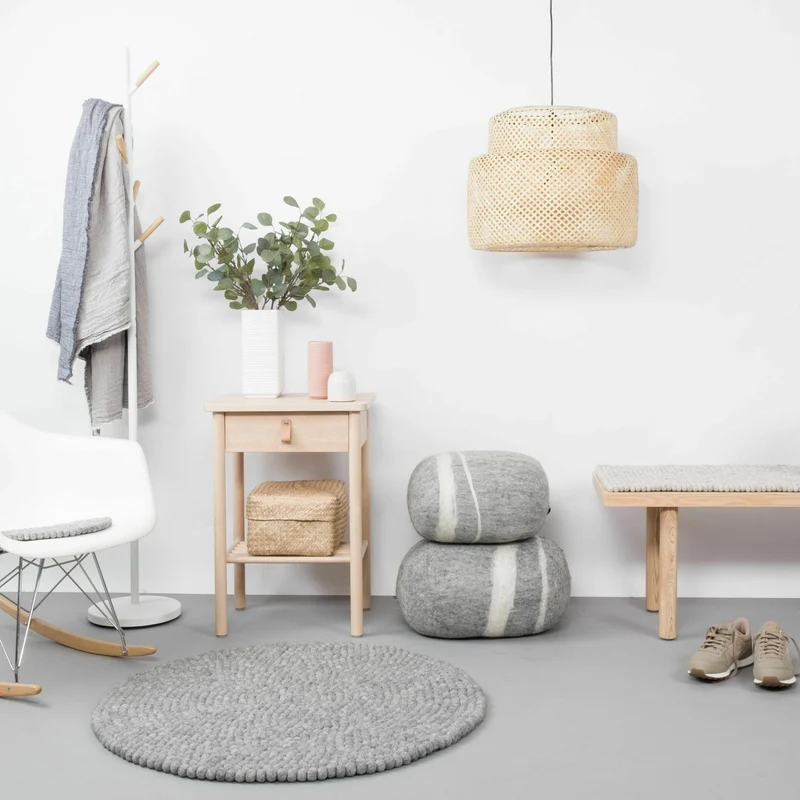 Pouf en laine gris marbré XL Carl - myfelt