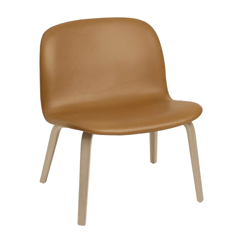 Fauteuil cuir cognac et bois laqué Visu - Muuto