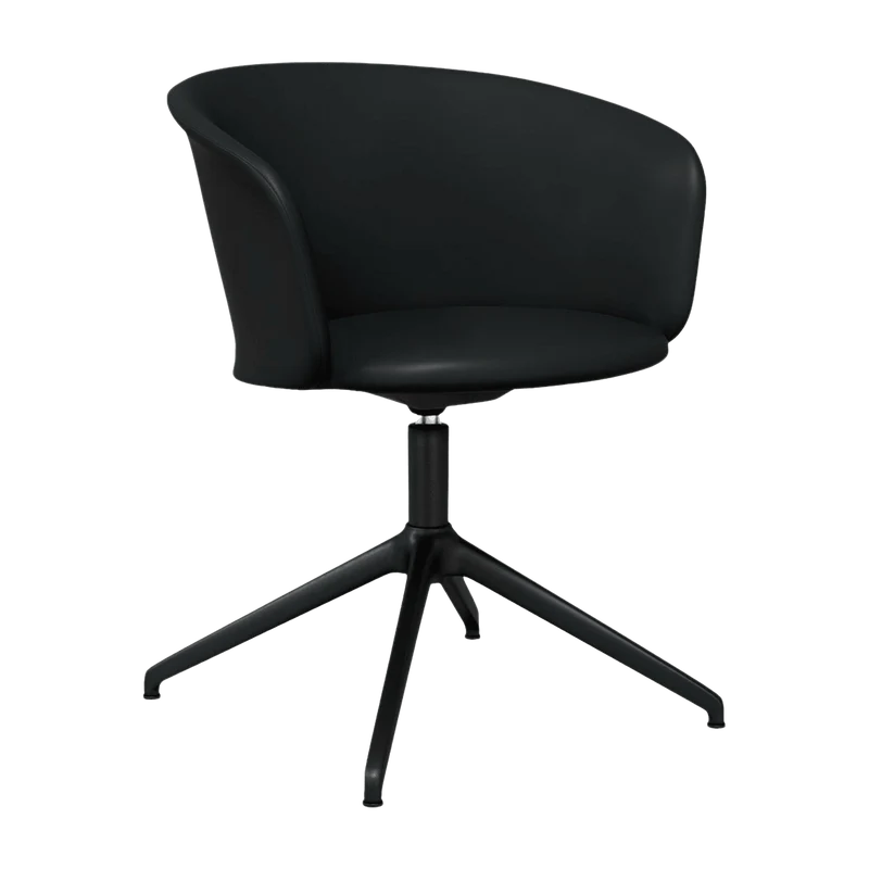 Fauteuil en cuir noir et piètement noir Kendo - Hem