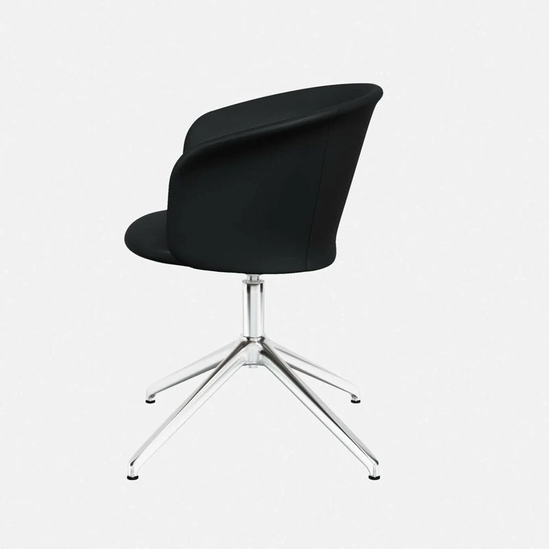 Fauteuil en cuir noir et piètement argenté Kendo - Hem