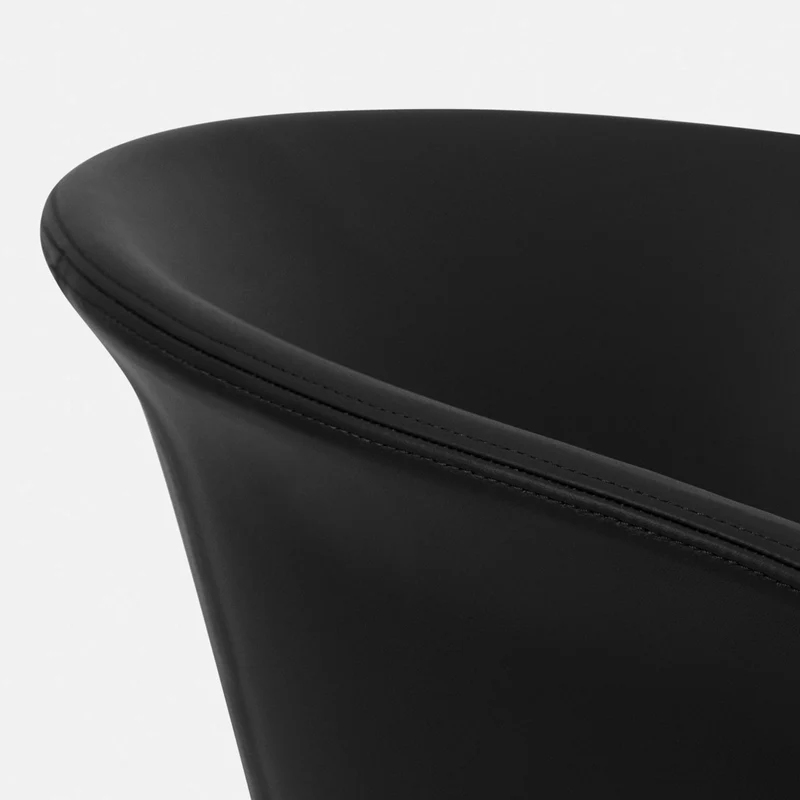 Fauteuil en cuir noir et piètement argenté Kendo - Hem