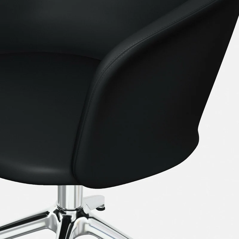 Fauteuil en cuir noir et piètement argenté Kendo - Hem