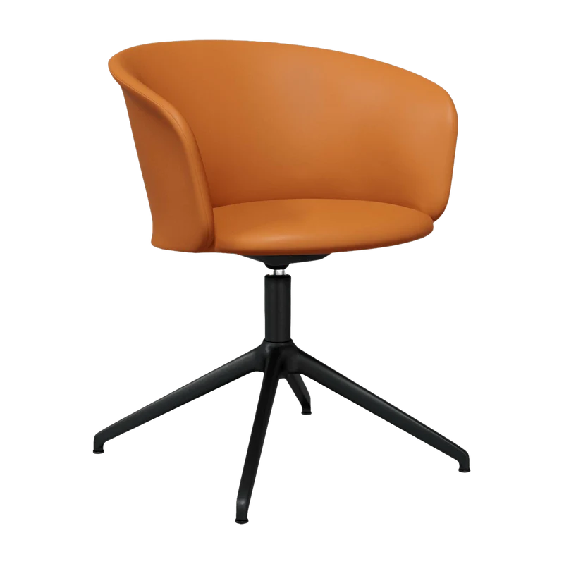 Fauteuil en cuir marron et piètement noir Kendo - Hem