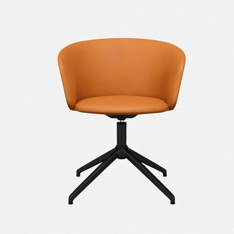Fauteuil en cuir marron et piètement noir Kendo - Hem